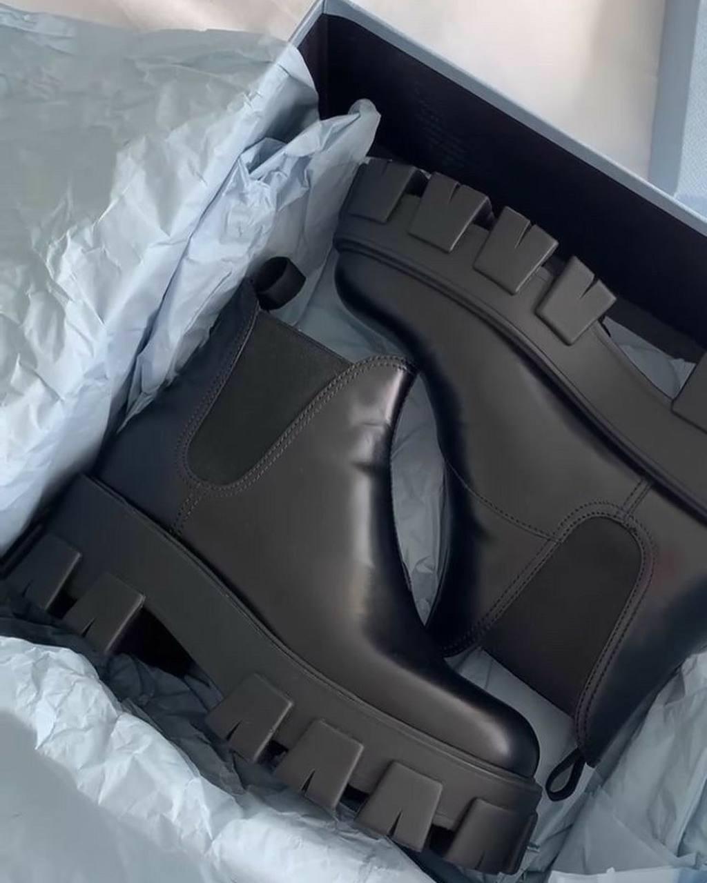 Prada Monolith Brushed Leather Chelsea Boots