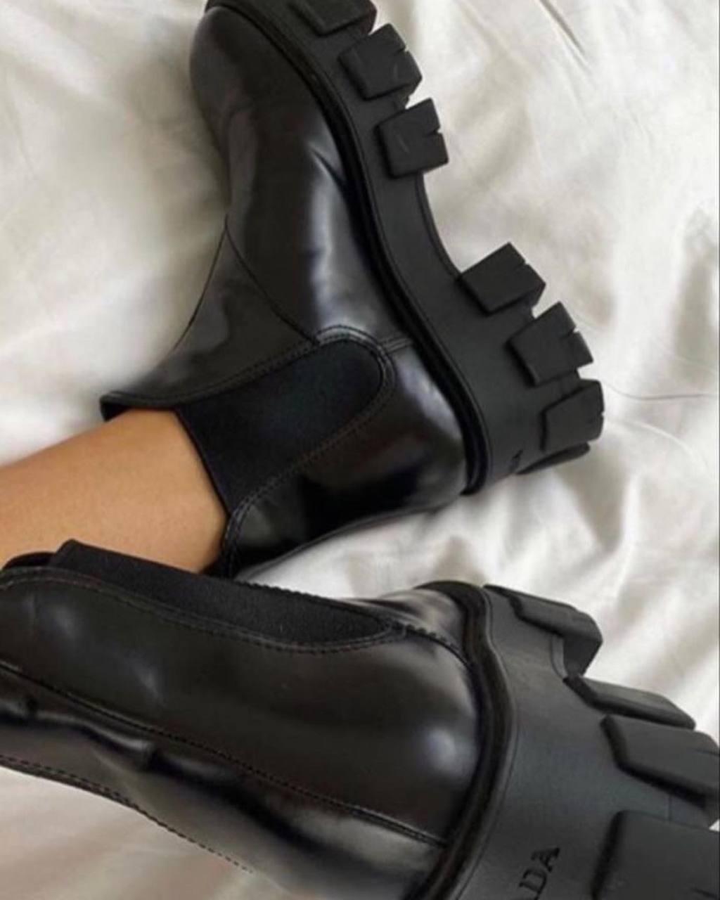 Prada Monolith Brushed Leather Chelsea Boots