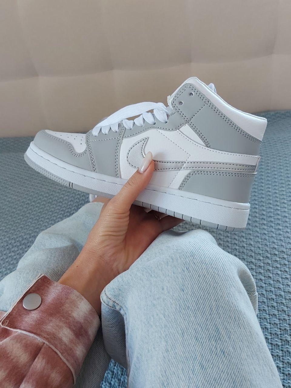 Nike Air Jordan 1 Grey Mettalic Silver Red Logo