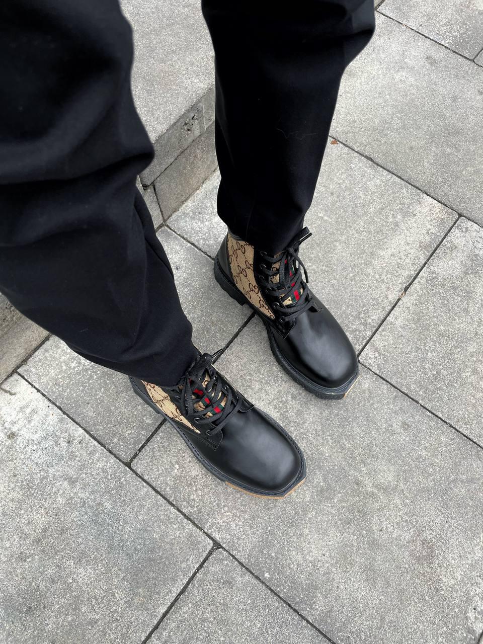 Gucci Boots Black Beige Fur