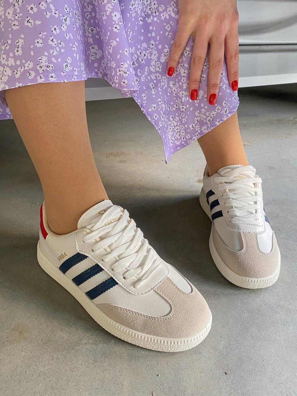 Adidas Samba Beige Red Blue