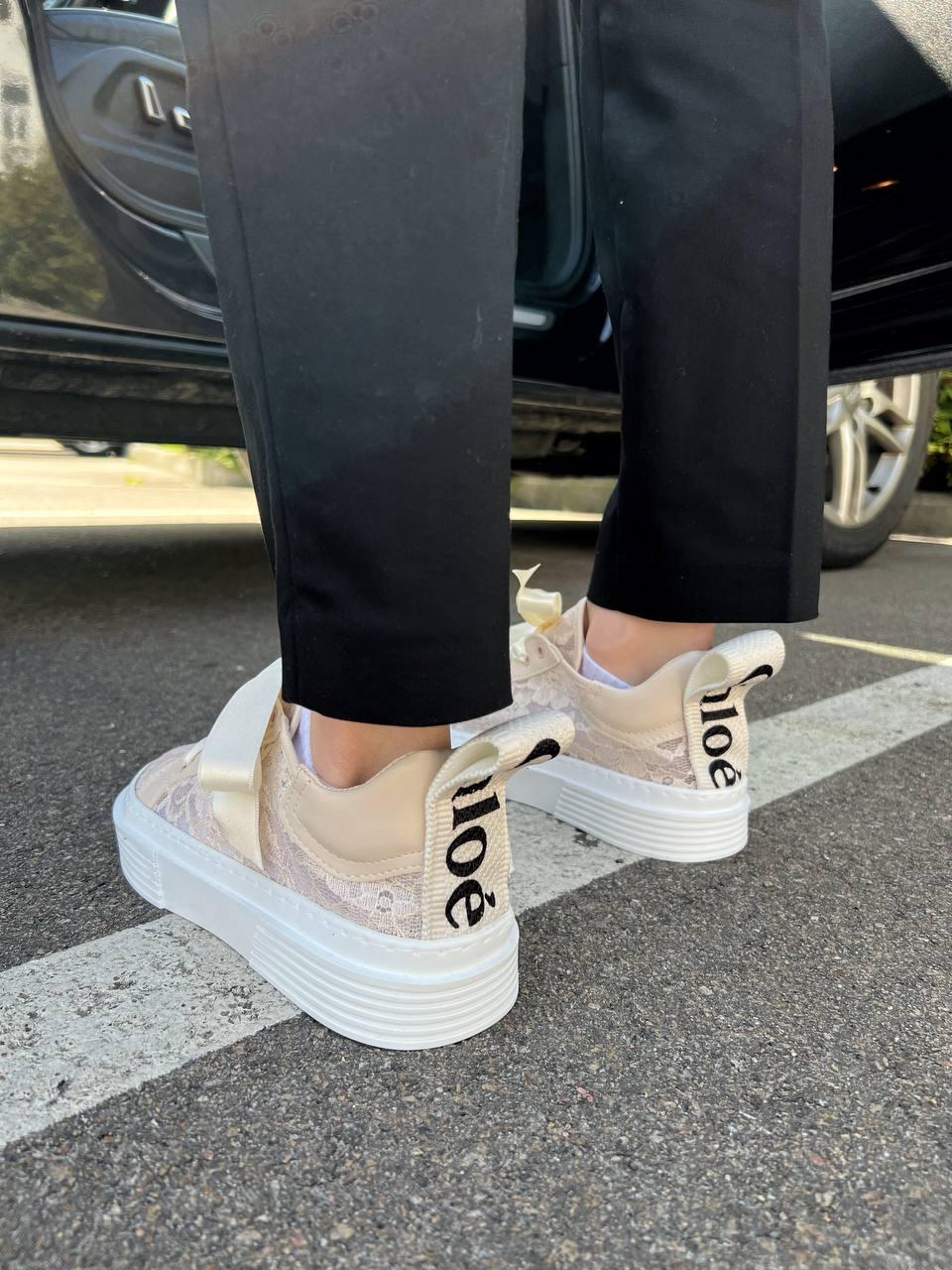 Chloe Lauren Lace Sneakers Beige