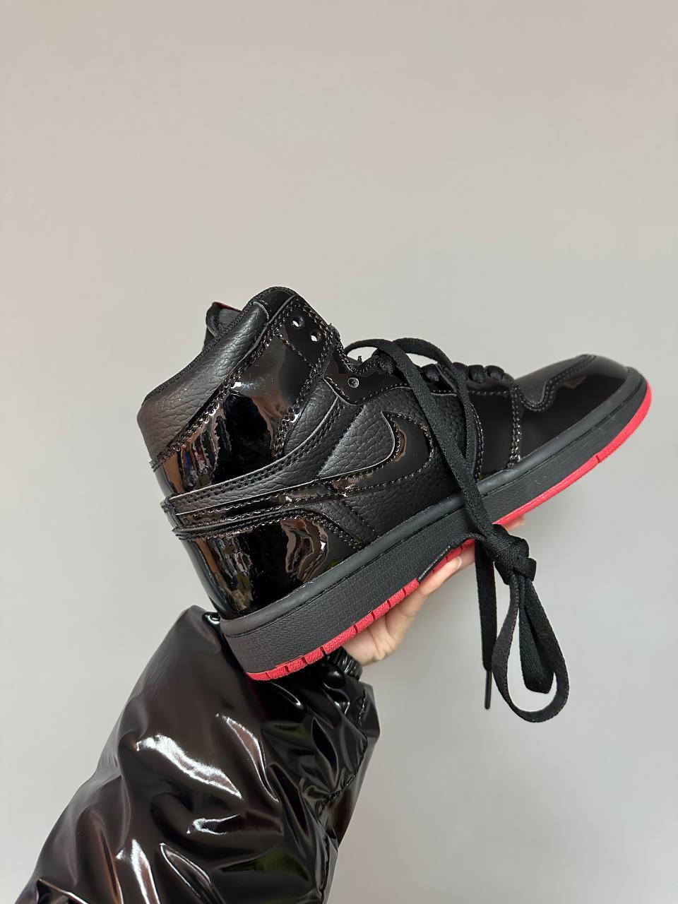 Nike Air Jordan High Patent Black Red