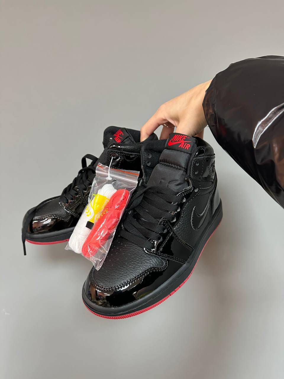 Nike Air Jordan High Patent Black Red