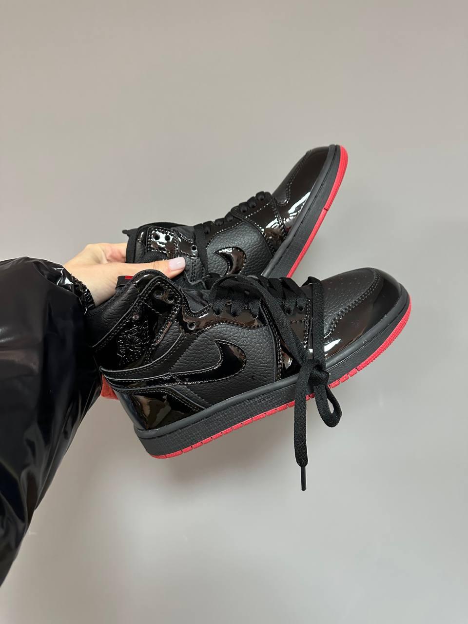 Nike Air Jordan High Patent Black Red