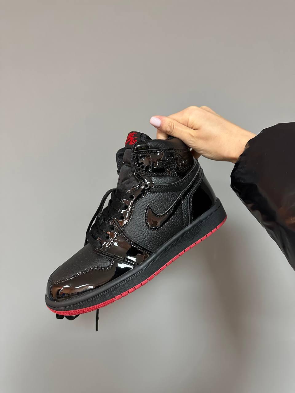 Nike Air Jordan High Patent Black Red