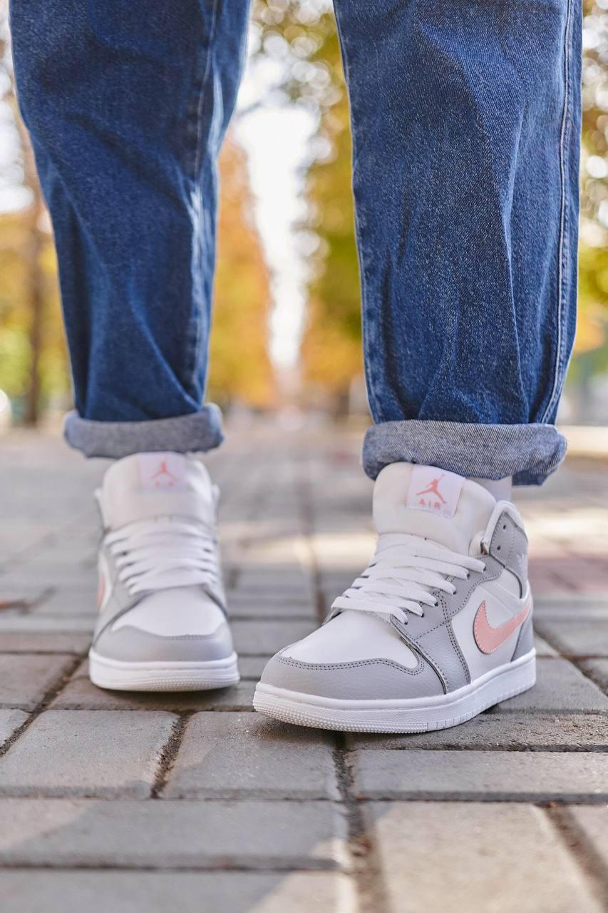 Nike Air Jordan 1 Retro High Grey Pink (Хутро)