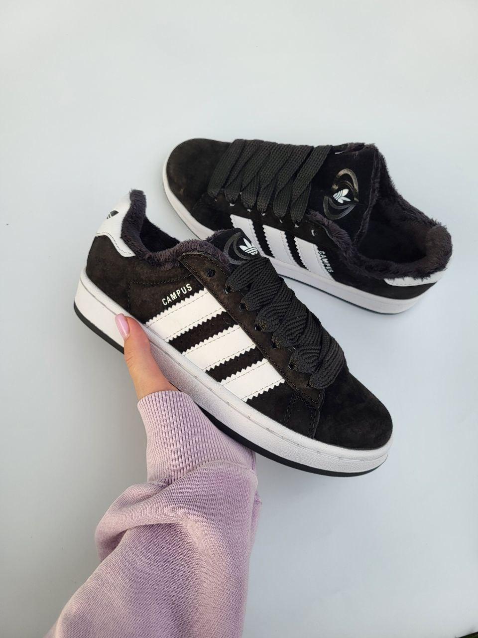 Adidas Campus Black White Winter Fur