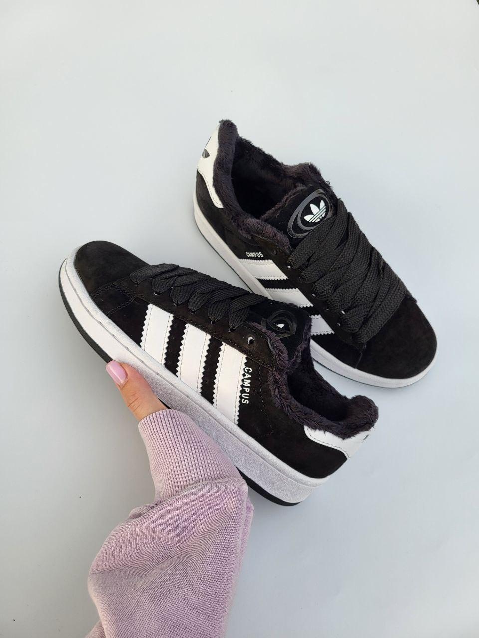 Adidas Campus Black White Winter Fur