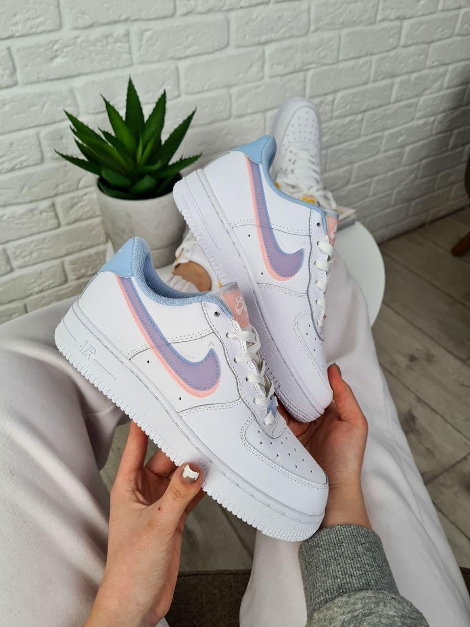 Nike Air Force 1 White Blue Pink
