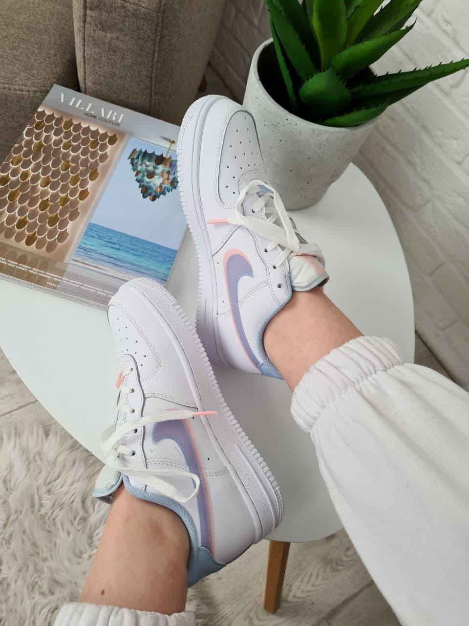 Nike Air Force 1 White Blue Pink