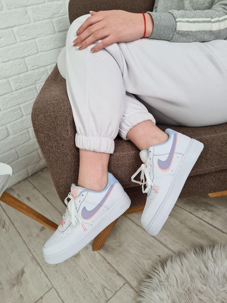 Nike Air Force 1 White Blue Pink