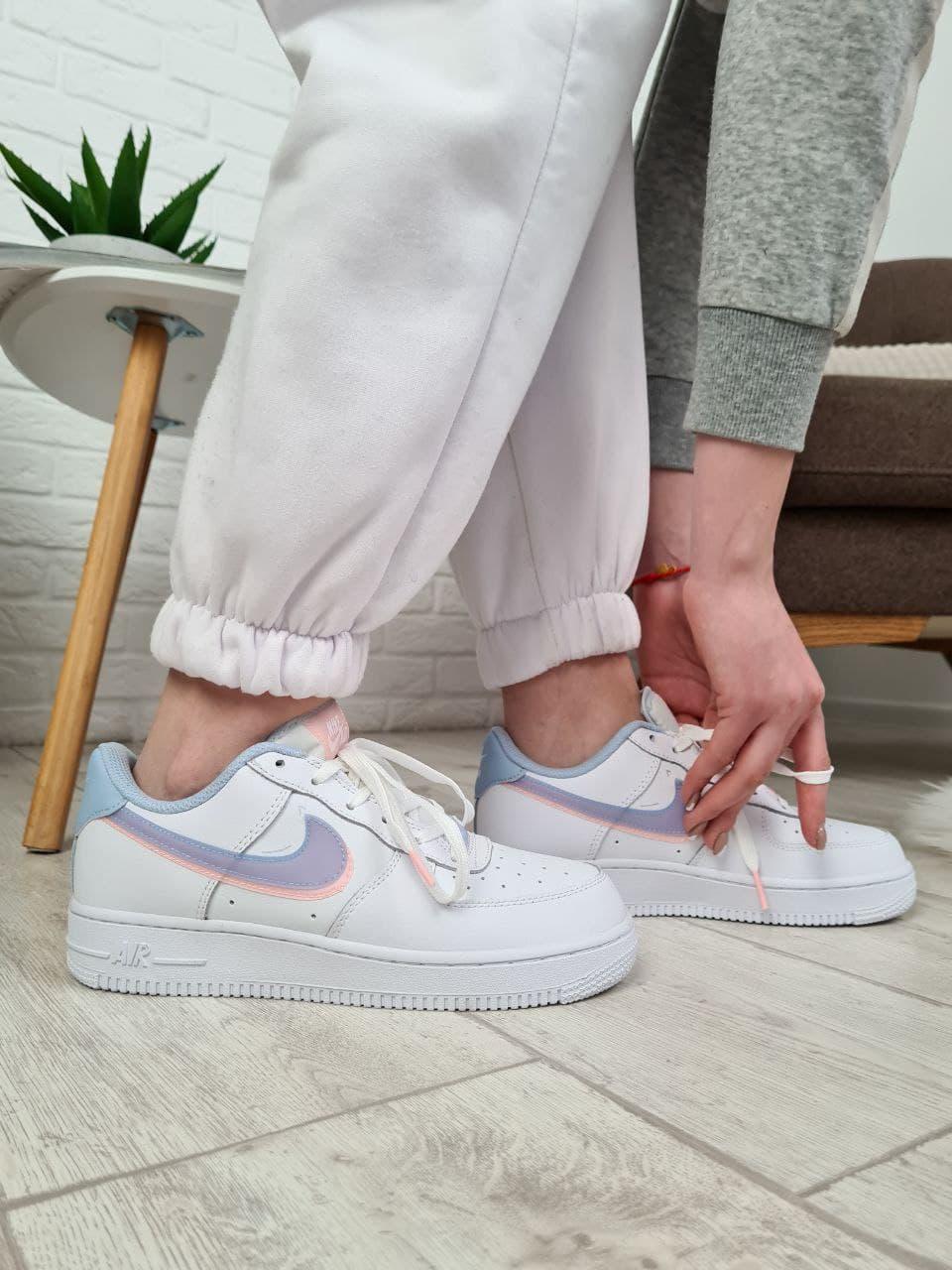 Nike Air Force 1 White Blue Pink