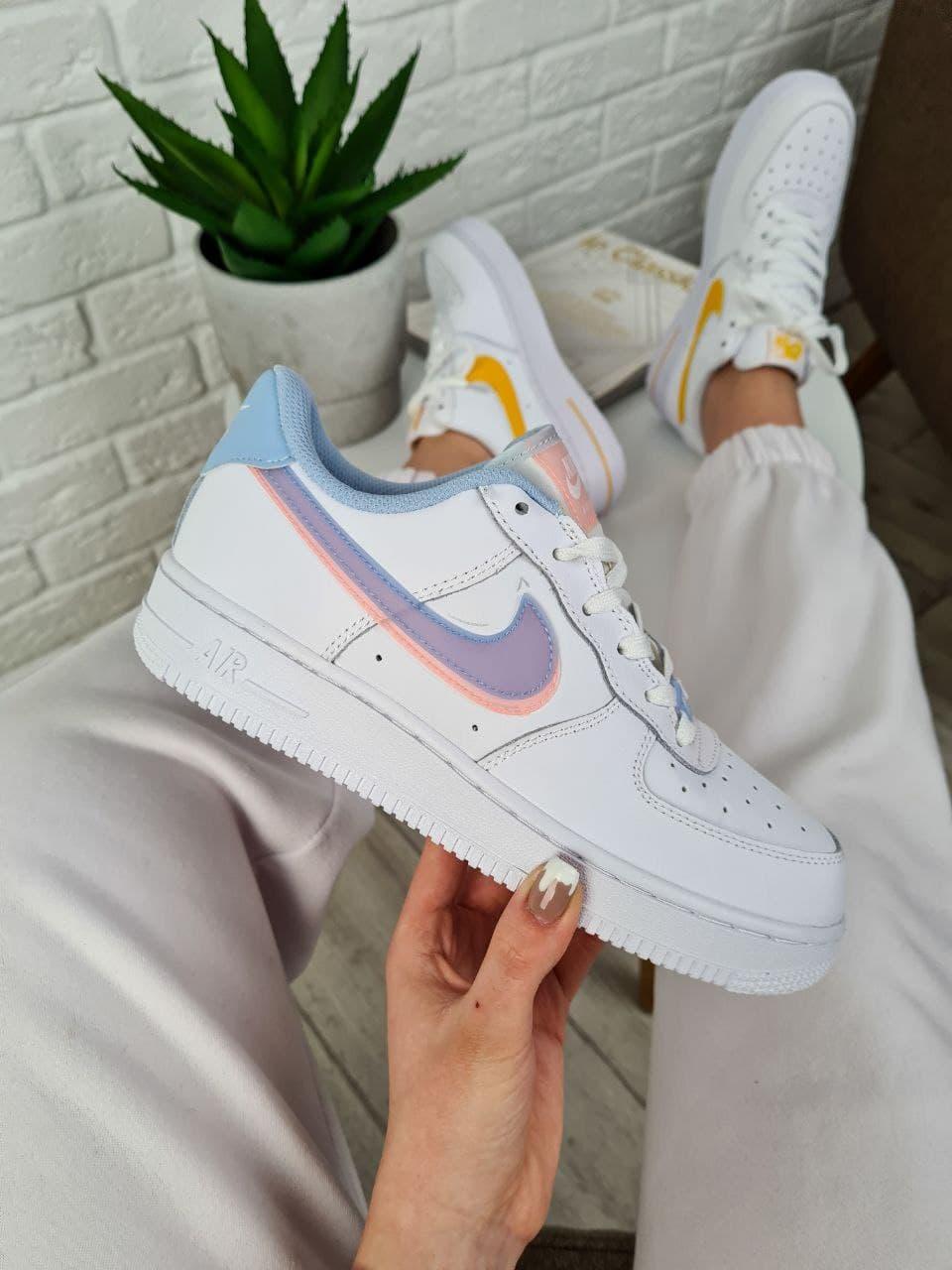 Nike Air Force 1 White Blue Pink