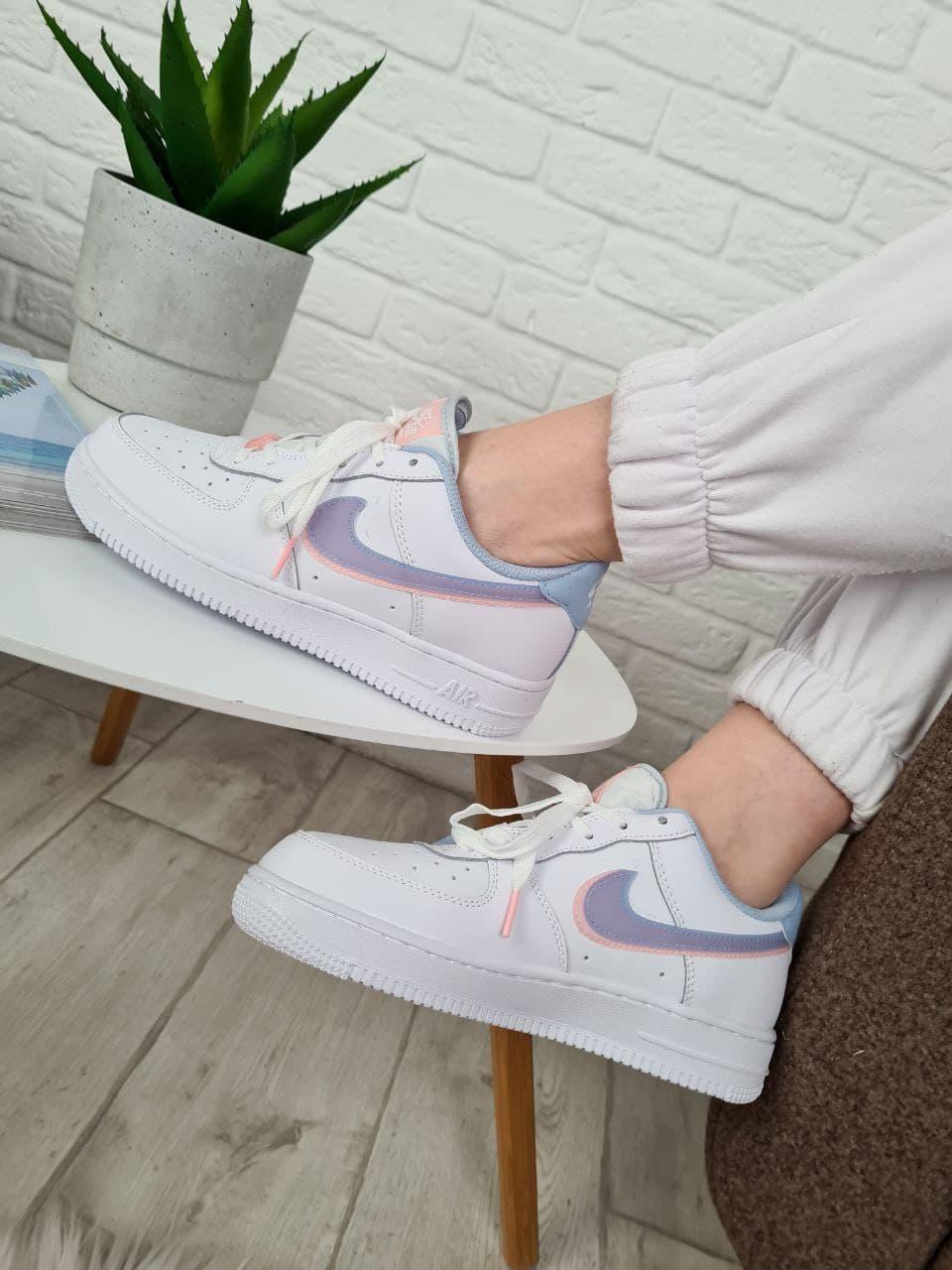 Nike Air Force 1 White Blue Pink