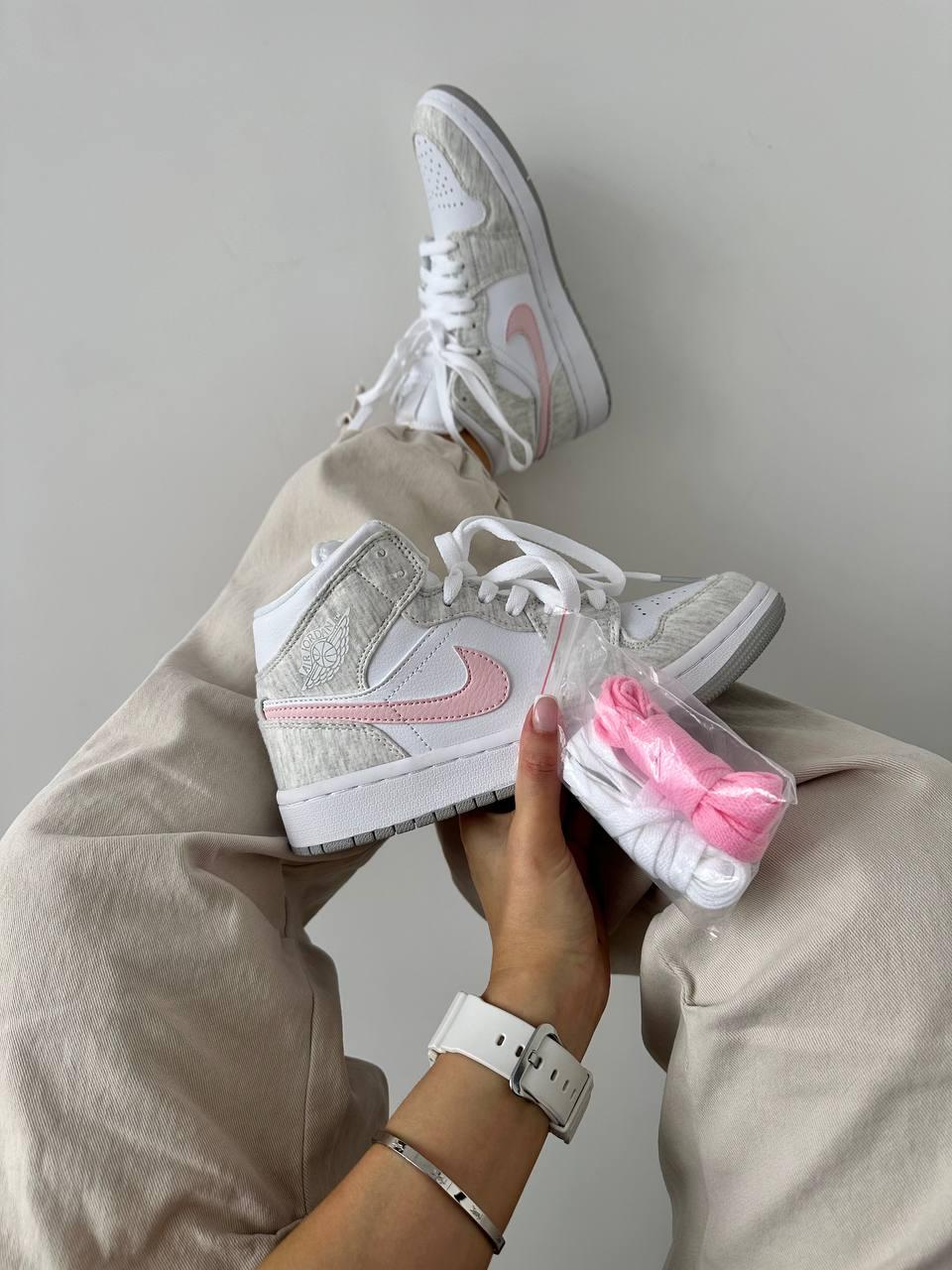 Nike Air Jordan 1 Mid Heather Grey Pink