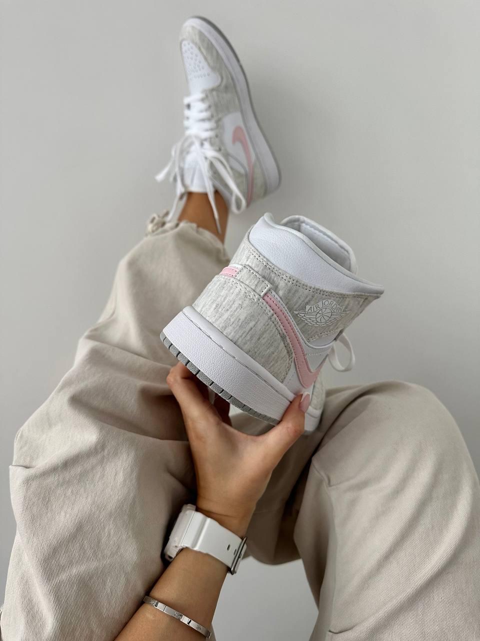 Nike Air Jordan 1 Mid Heather Grey Pink