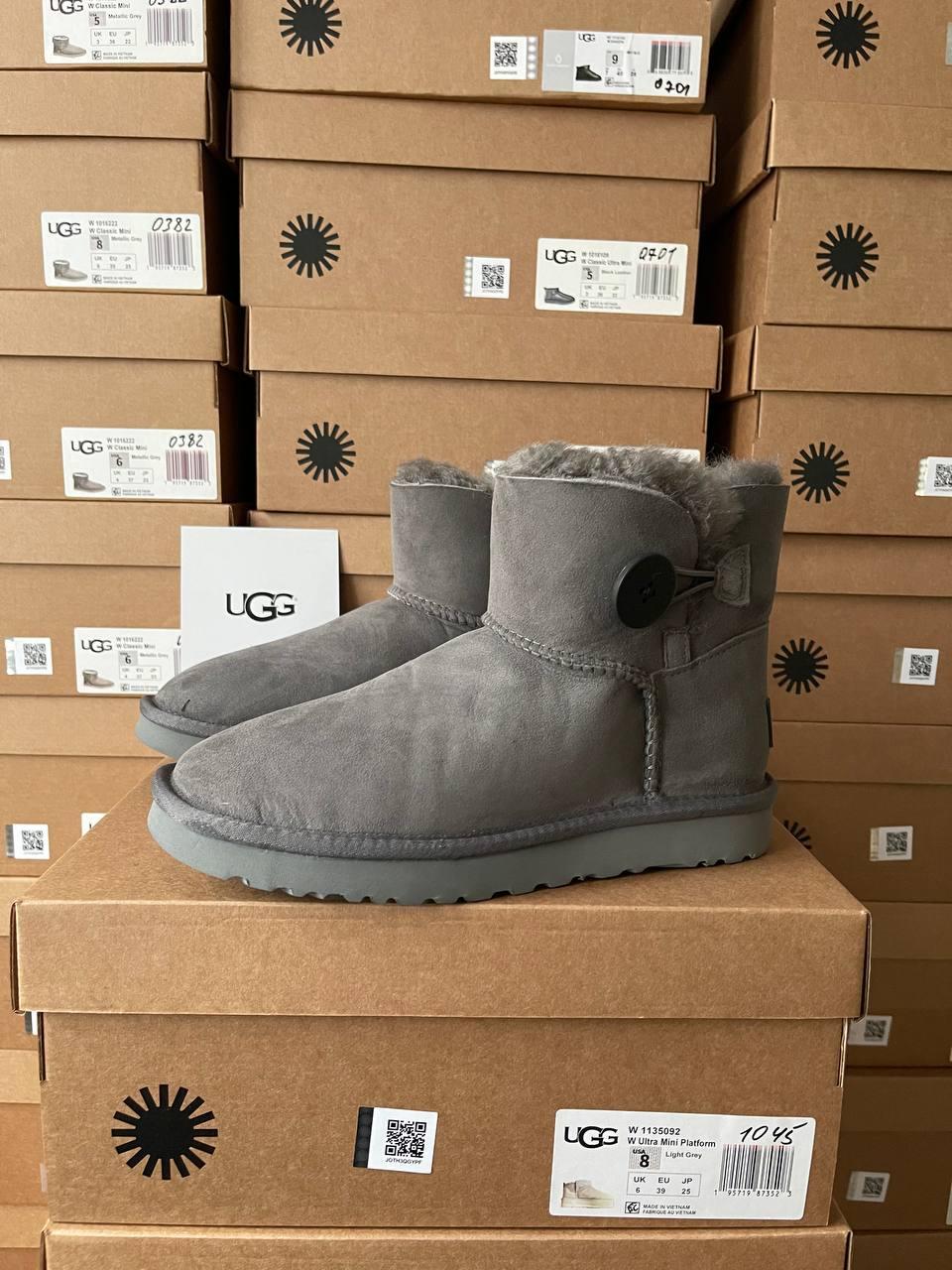 Ugg Mini Bailey Button Grey v2
