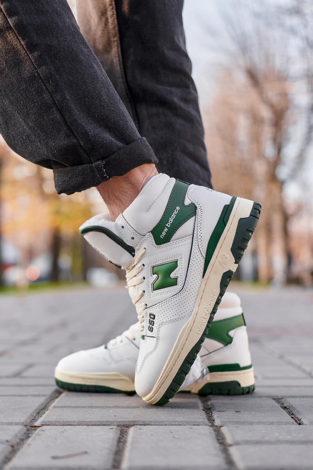 New Balance 650 Hight White Green Fur