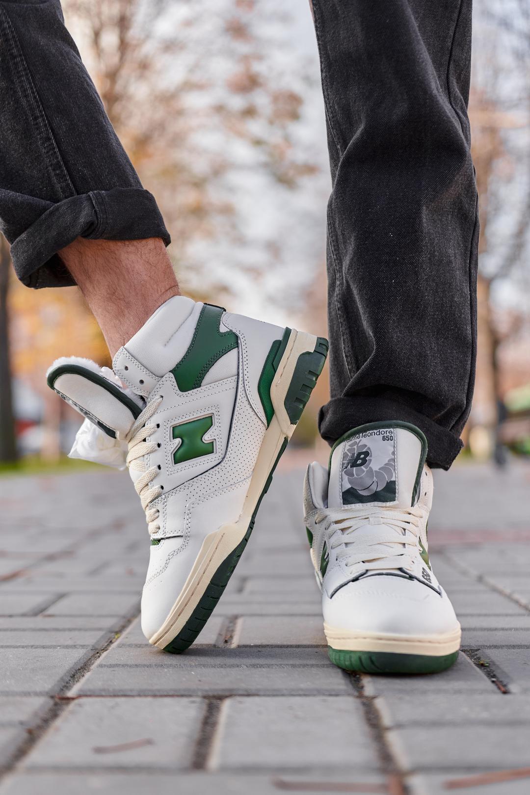New Balance 650 Hight White Green Fur