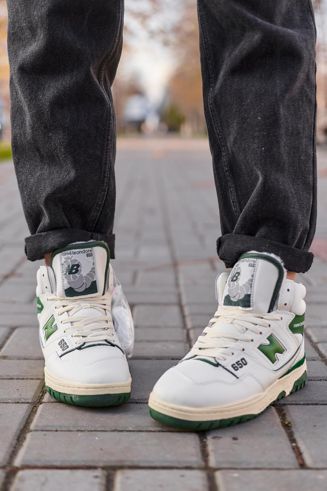 New Balance 650 Hight White Green Fur