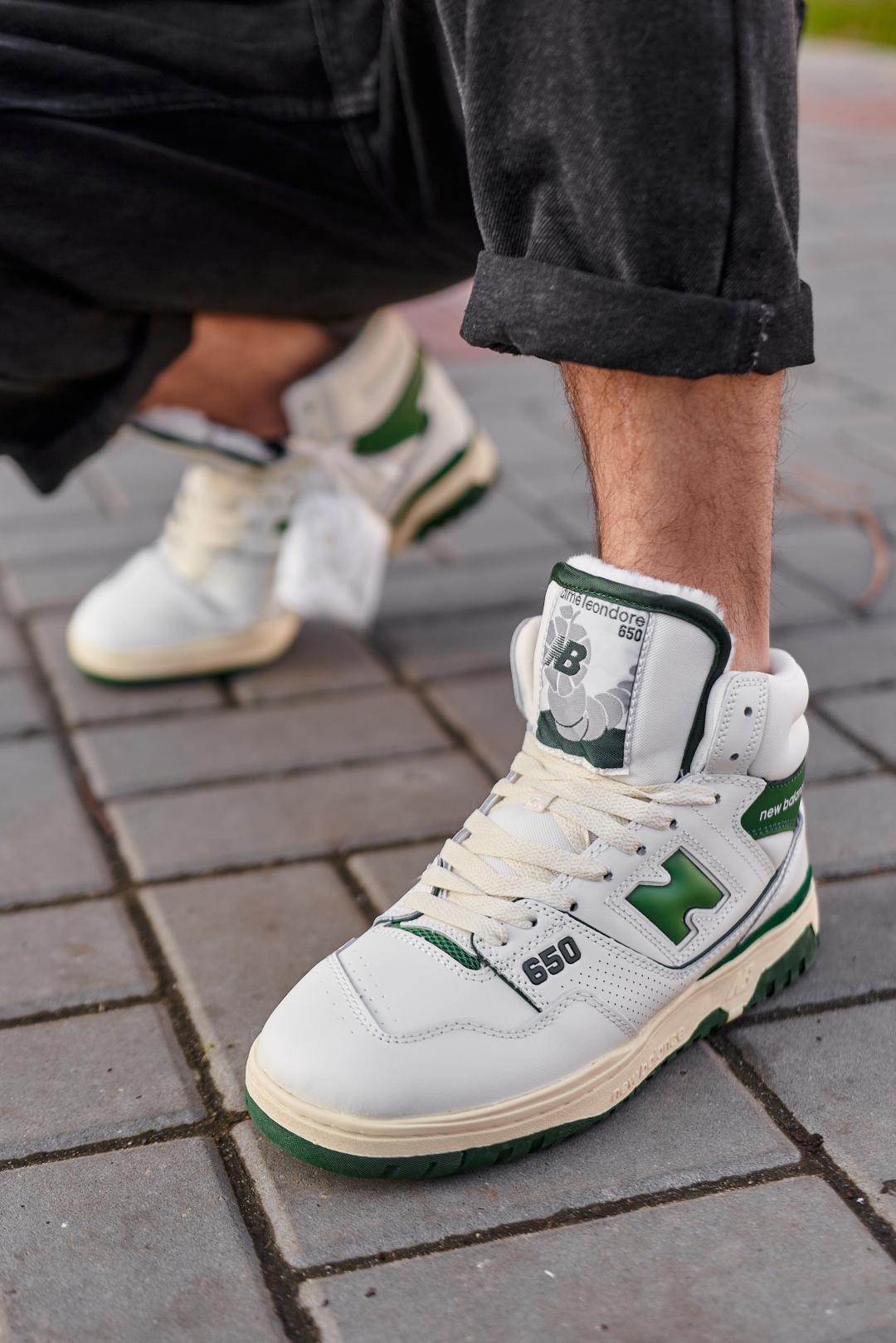 New Balance 650 Hight White Green Fur